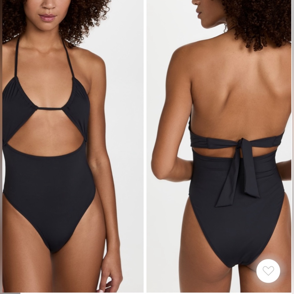 NWOT Good American Sugar Pink Halter One Piece Cut Out Strappy Swimsuit Large - Picture 2 of 5